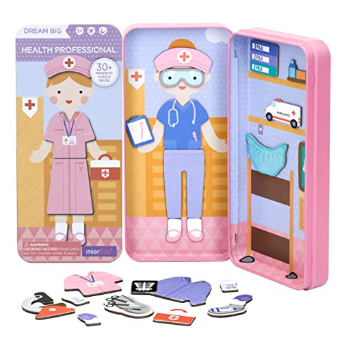 mierEdu – Juego magnético Box Dress Up – enfermera para vestir I Promueve habilidades motoras + fantasía I Ideal para el hogar y como juego de viaje para niños I imán juguetes niños I juguetes a