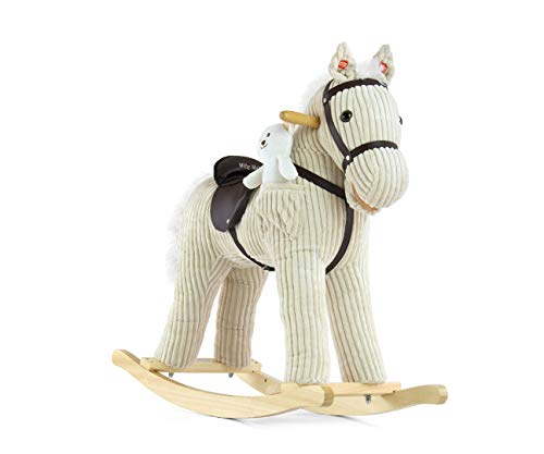 Milly Mally 5901761122183 – Mecedora Caballo Balancín de Juguete con Efectos de Sonido Oso de Peluche, Color Blanco