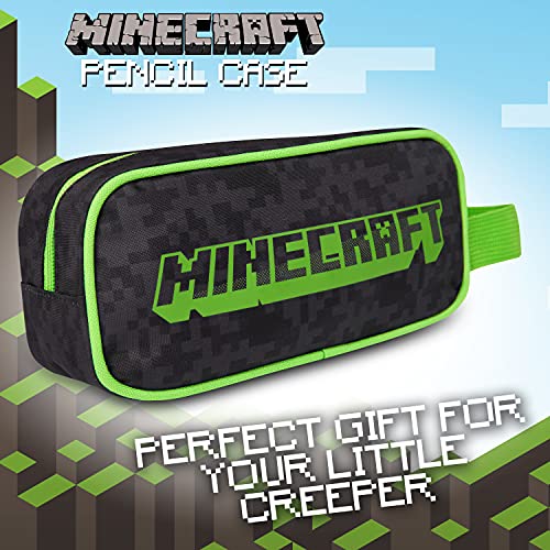 Minecraft Estuche Escolar Niño, Material Escolar, Estuches Escolares 21 cm, Regalos Cumpleaños Niños Colegio (Negro)