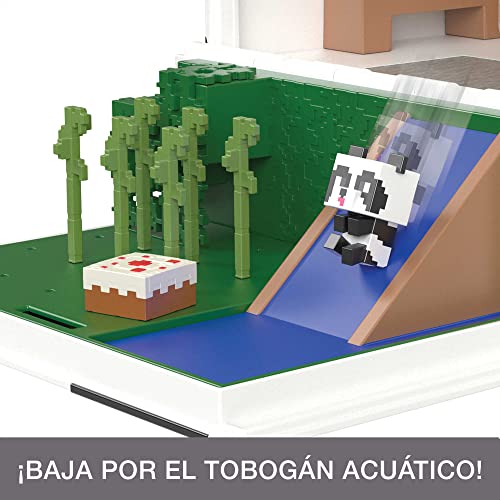 Minecraft Mob Head Minis Casa de juegos panda Set de juego para figuras de acción pequeñas, juguete +6 años (Mattel HLL25)