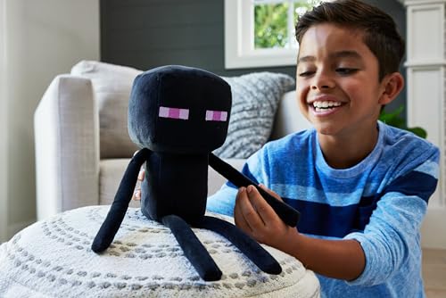 Minecraft Peluche Enderman, personaje del videojuego, juguete +3 años (Mattel HLN11)