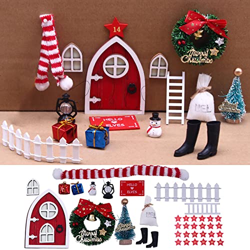 Mini casa de con Puerta Fluorescente roja, decoración de Muebles, Traje de Navidad, casa de de ensueño, decoración de Escritorio OF263 (Red, One Size)