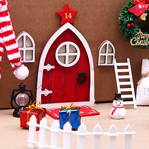 Mini casa de con Puerta Fluorescente roja, decoración de Muebles, Traje de Navidad, casa de de ensueño, decoración de Escritorio OF263 (Red, One Size)