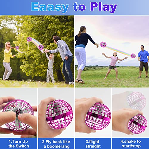 Mini Dron Volador, Dron Juguetes Niños, Fly Orb Hover Ball, Pelota Volador con Luz Fly Orb Hover Ball, Interior y Exterior Juguetes, para Niños y Adulto Regalo - Rosa