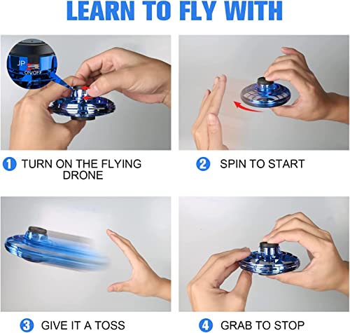 Mini Drone Flying Toy UFO Drone Helicopter Flying Spinner pour Enfants ou Adultes, Mini Motion Aircraft avec 360 ° Rotating and Spinning LED Lights for Indoor, Outdoor Kids Gifts (Azul)