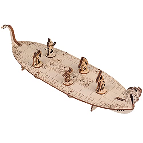 Miniatures Viking Longship madera cortada con láser de 1 pulgada, cuadrícula cuadrada para buques D&D, mazmorras y dragones, Pathfinder u otros RPG de mesa