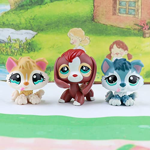 MiniToy lps Mini Pets Shop - Paquete al azar, lps gato y perro al azar, 3 piezas con accesorios lps al azar, 7 piezas, accesorios coleccionables de figuras raras