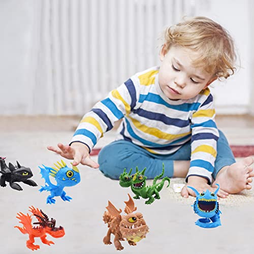 Miotlsy 8Pcs Dragón Cupcake Toppers,Juguetes de Anime,Figuras de Dragón Juguete de PVC,Cómo Domar a Tu Dragón Decoraciones de Pastel Regalo para Niños