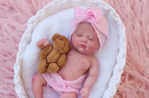 Mire & Mire Muñecas de bebé Reborn en miniatura de 7 pulgadas, cuerpo completo, piel suave, mini muñecas realistas de bebé recién nacido, muñeca de bebé pequeña de la vida real con accesorios de