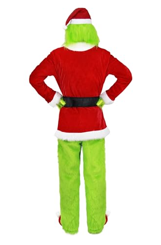 Miulruma Disfraz de monstruo verde para hombre, traje de Santa Claus, disfraz de Navidad para hombres, peludo, verde, monstruo grande para Halloween, carnaval, vacaciones, cosplay, adultos A037XL