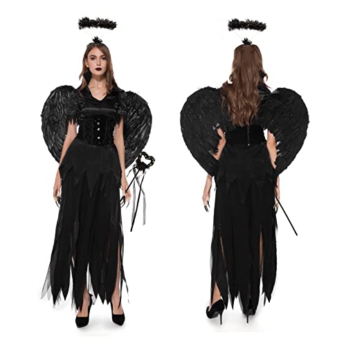 MIVAIUN 3 Piezas Negro Alas de Angel,Alas de Ángel Disfraz,Plumas Ángel Alas,Decoración de Alas de ángel,Accesorios de Vacaciones para Navidad Carnaval Cosplay Fiesta de ángeles(Negro)