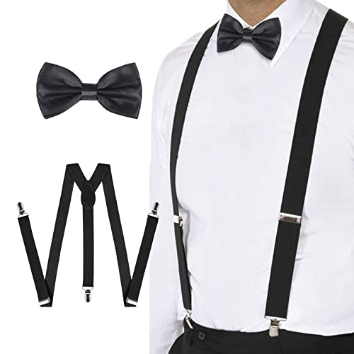 MIVAIUN 5 Piezas 1920s Gatsby Accesorios Hombres, Años 20 Fiesta Disfraz Accesorios, 1920s Juego de Accesorios, Años 20 Conjunto de Gángster de Accesorios para Carnaval, Negro, Talla única (Set B)