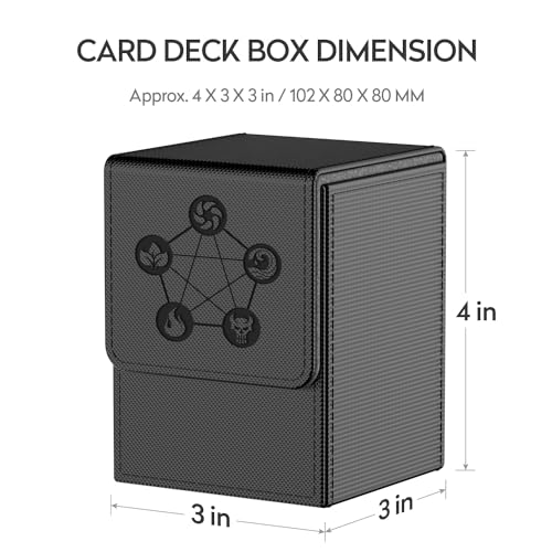 MIXPOET Deck Box Compatible con Cartas MTG, Incluye 2 Card Dividers por Deck Holder Case, Caja Cartas Se Adapta an hasta 110 TCG Tarjeta - Pentagrama (Negro)