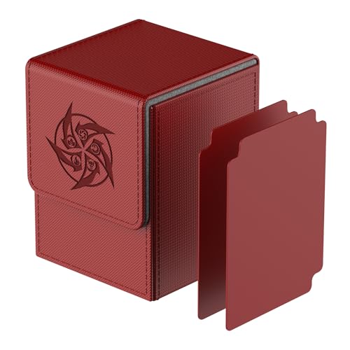 MIXPOET Deck Box Compatible con Cartas MTG, Incluye 2 Card Dividers por Deck Holder Case, Caja Cartas Se Adapta an hasta 110 TCG Tarjeta - Whirlpool (Rojo)