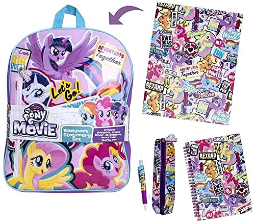 MLP - Juego de mochila de papelería, mochila rellena de papelería, bolsa, ideal para la escuela, regalos, relleno de calcetines, uso diario., multicolor, 30x10.5x38