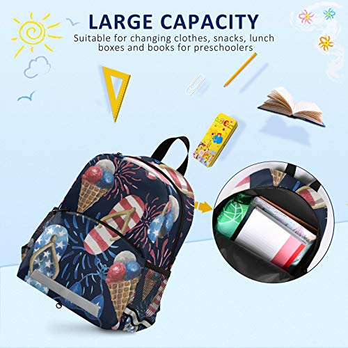 Mnsruu Mochila para niños, zapatillas de fuegos artificiales, helado, bolsa de escuela, para guardería, preescolar, bolsa de viaje