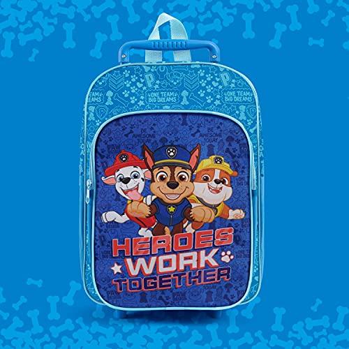 Mochila con Ruedas Paw Patrol para Niños - Bolsa Escolar Niño Estampa Chase Marshall Rubble con Ruedas Desmontables - Mochila Trolley Chicos Guardería Viajes Tiempo Libre - 36x24x12 cm - Perletti