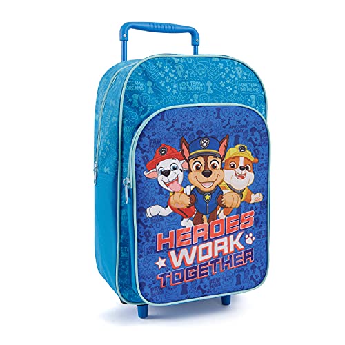 Mochila con Ruedas Paw Patrol para Niños - Bolsa Escolar Niño Estampa Chase Marshall Rubble con Ruedas Desmontables - Mochila Trolley Chicos Guardería Viajes Tiempo Libre - 36x24x12 cm - Perletti