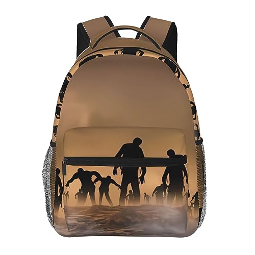 Mochila escolar con diseño de zombies para niñas, niños, adolescentes, mochila de día para escuela primaria, escuela secundaria, bolsa de libros para niños, Muchos zombies, Talla única