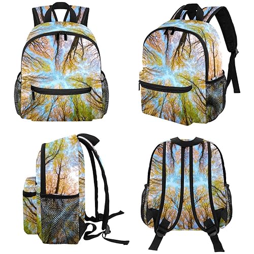 Mochila escolar con dosel de árbol, ramas de bosque, para niños y niñas, jardín de infantes, aperitivos, guardería, escuela, Multicolor, 10x4x12 in