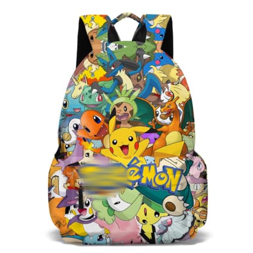 Mochila escolar para niños, niñas y adolescentes seguidores del juego, mochila escolar para los libros de color amarillo con diseño de Pokéball, Color 5