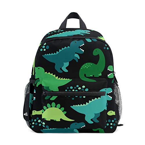 Mochila para niños, diseño de Oso Panda Dibujado a Mano para Estudiantes de niños y niñas, Correa para el Pecho Negro Dinosaurio 087 Talla única