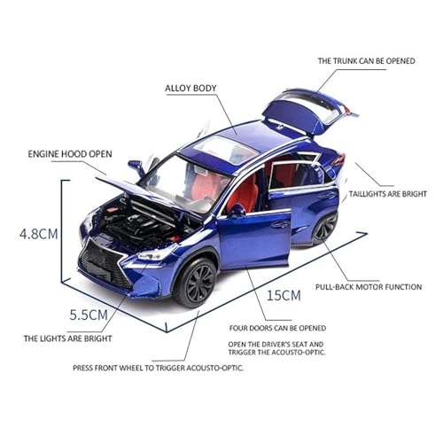 Modelo de Retroceso para Nx200t Coche De Juguete Aleación Plata Modelo De Coche Tirar hacia Atrás Sonido Luz Coche Decoración 6 Puertas Juguete para Niños 1:32 Proporción (Color : White no Box)