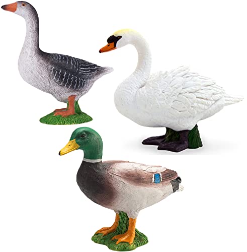 MOJO Pack de 3 Figuras Animales de la Granja, tamaño Medium (Incluye: 1 Cisne Mudo, 1 Ganso y 1 Pato Real)