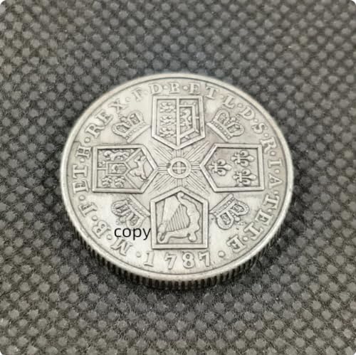 Moneda Conmemorativa 1787 George III Souvenir Coin Inglaterra e Irlanda Rey Corona británica Artesanía Monedas de Plata Coleccionables