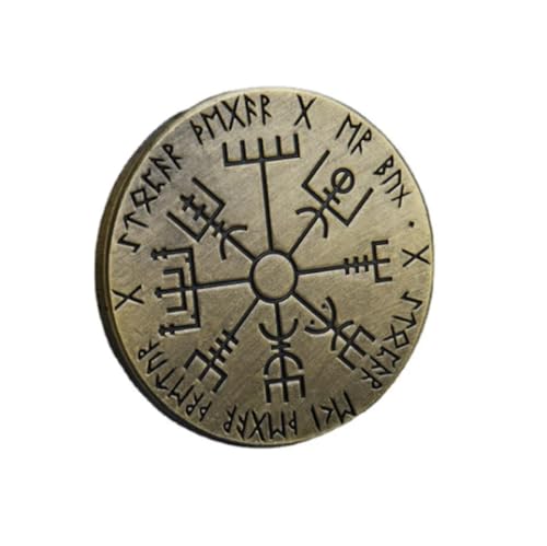 Monedas Conmemorativas Vegvisir Brújula Colección de Monedas Conmemorativas Souvenir Decoración del Hogar Artesanía Ornamento Moneda Nórdica