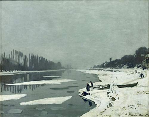 Monet Claude Glacons Sur La Seine A Bougival Témpanos de Hielo en el Sena En Bougival Rompecabezas Juguete de Madera Adulto Familia Amigo DIY Challenge Decoración de la Pared 1000 Pieza