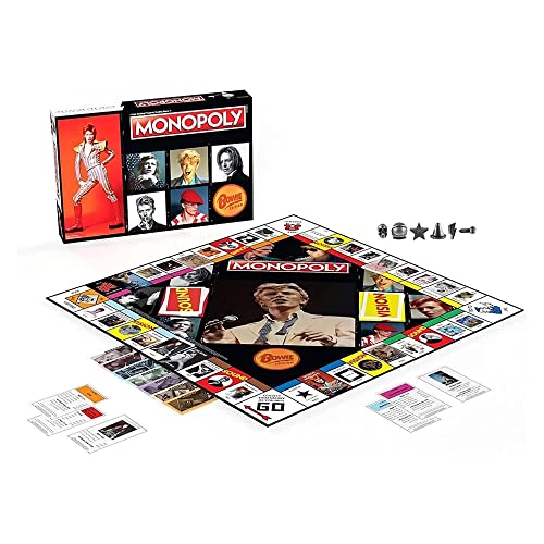 MONOPOLY: David Bowie | Edición Coleccionista Celebrando la Música de David Bowie | Juego clásico coleccionable de monopolio con tablero de juego personalizado y obras de arte | Mercancía oficial de