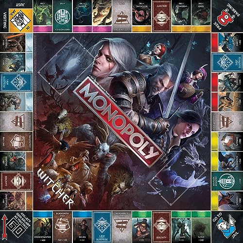 Monopoly The Witcher | Juega como calavera de cristal, libro llameante, Kaer Morhen, laúd y más | Juego coleccionable con licencia oficial basado en una popular franquicia de videojuegos