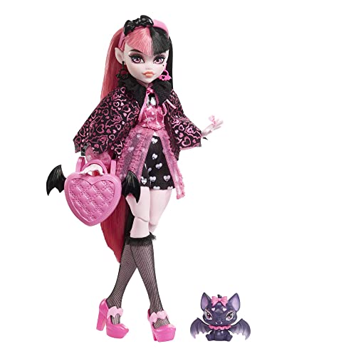 Monster High Draculaura Muñeca articulada con Mascota y Accesorios de Moda, Juguete +4 años (Mattel HHK51) & Frankie Stein Muñeca con Accesorios 4 años