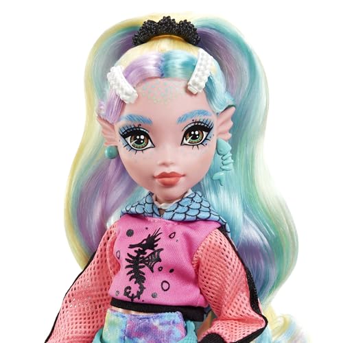 Monster High Lagoona Blue Muñeca articulada con mascota y accesorios de moda, juguete +4 años (Mattel HHK55)