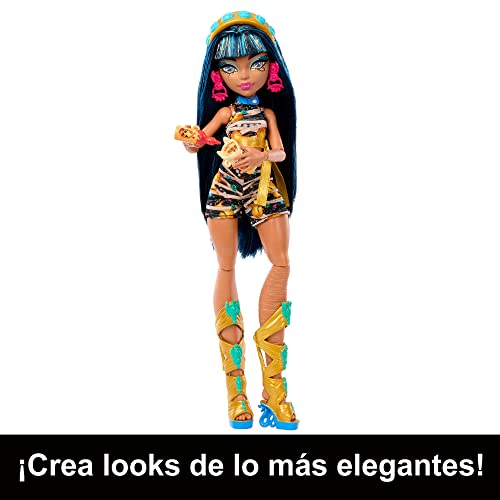 Monster High Skulltimate Secrets Cleo de Nile Muñeca con Armario con 15 Accesorios Sorpresa de Moda