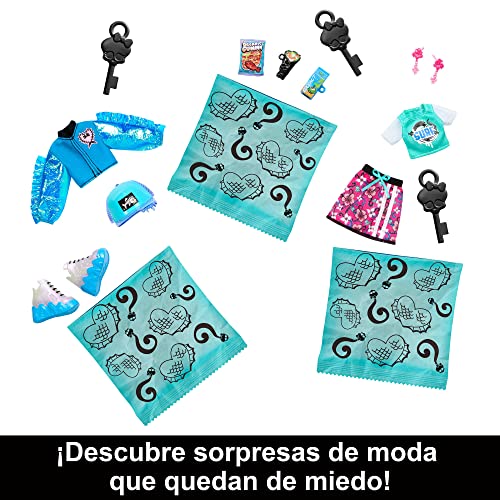 Monster High Skulltimate Secrets Lagoona Blue Muñeca con Armario con 15 Accesorios Sorpresa de Moda