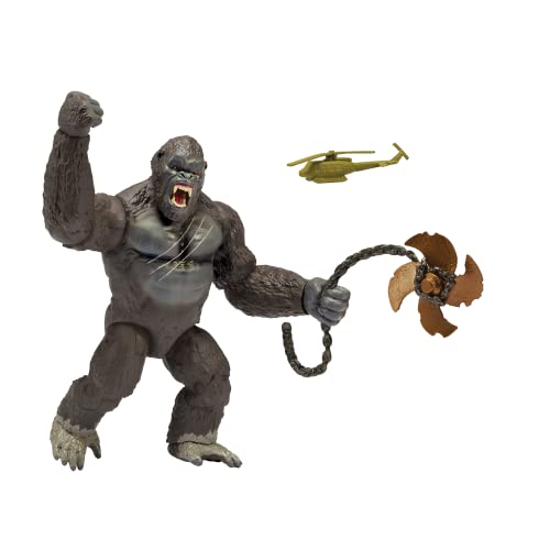 MonsterVerse MNG18000 Skull Island 6'' Ferocious Kong with Helicopter & Chain Propeller, Single, Multicolor