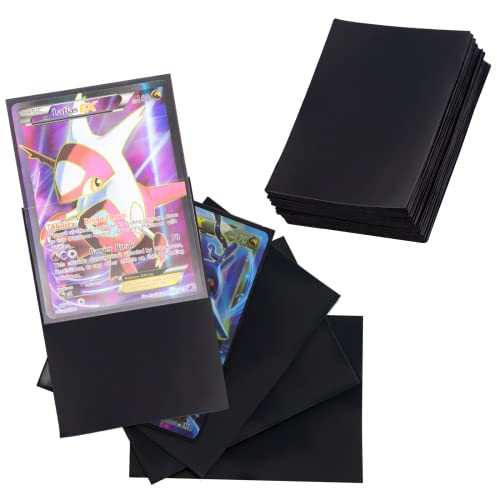 Moocuca 100 Fundas para Cartas, 66x91mm Protectoras de Tarjeta, Card Sleeves Negro, Fundas Cartas para Yu-Gi-Oh Magic Po/ke-mon MTG, Tamaño Estándar