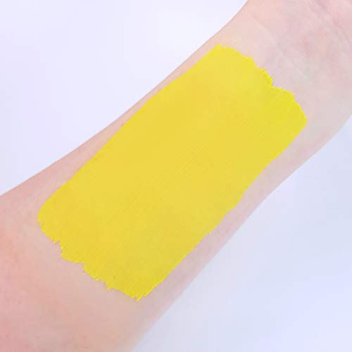 Moon Glow Tarros de pintura para rostro y cuerpo UV de neón intenso Pro, maquillaje profesional de pintura facial a base de agua para adultos y niños, 36g Amarillo intenso