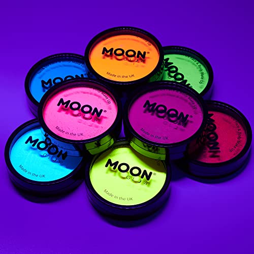 Moon Glow Tarros de pintura para rostro y cuerpo UV de neón intenso Pro, maquillaje profesional de pintura facial a base de agua para adultos y niños, 36g Amarillo intenso