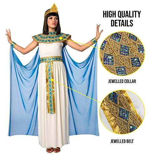 Morph Deluxe - Disfraz Cleopatra Mujer, Disfraz Egipcio Mujer, Disfraz Mujer Cleopatra, Disfraz Egipcia Mujer, Disfraz Diosa Egipcia Mujer, Accesorios Disfraz Egipcio, Disfraz Mujer Carnaval Talla L