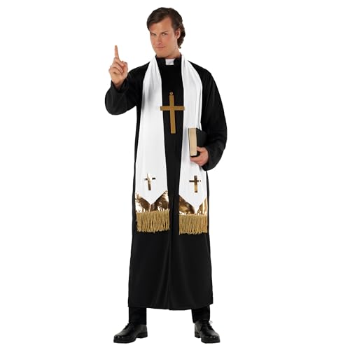 Morph Disfraz Cura Hombre, Disfraz Cura Adulto, Disfraz Hombre Cura, Cura Disfraz, Disfraces Cura, Disfraz De Sacerdote Para Hombre, Disfraz Cura Halloween, Disfraz Halloween Hombre Cura Talla XL