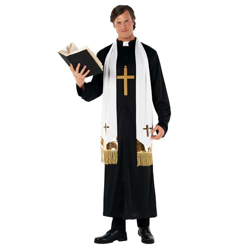 Morph Disfraz Cura Hombre, Disfraz Cura Adulto, Disfraz Hombre Cura, Cura Disfraz, Disfraces Cura, Disfraz De Sacerdote Para Hombre, Disfraz Cura Halloween, Disfraz Halloween Hombre Cura Talla XL