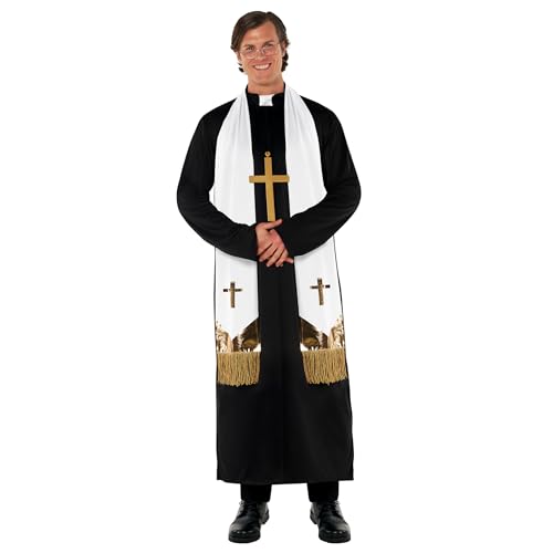 Morph Disfraz Cura Hombre, Disfraz Cura Adulto, Disfraz Hombre Cura, Cura Disfraz, Disfraces Cura, Disfraz De Sacerdote Para Hombre, Disfraz Cura Halloween, Disfraz Halloween Hombre Cura Talla XL