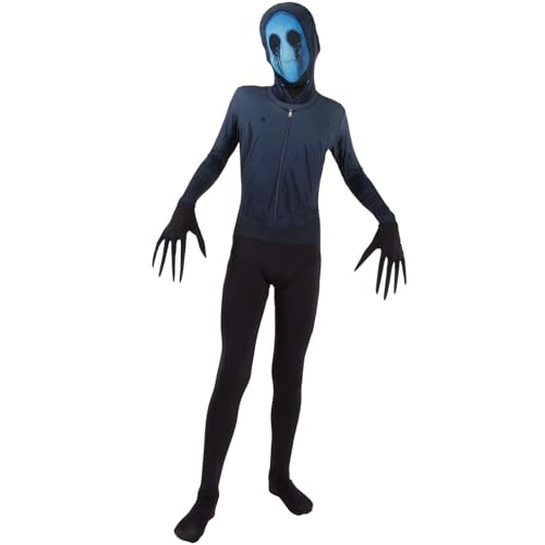 Morphsuits Disfraz Mostruo Niño Leyenda Urbana Jack Sin Ojos, Disfraz Halloween Niño Terror Slenderman en Talla M