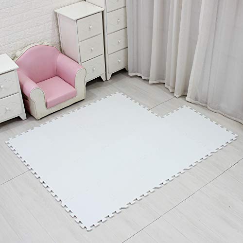 MQIAOHAM Esterilla Puzzle de Fitness-18 losas de EVA Espuma Alfombrilla Protectora Protección para el Suelo para máquinas de Deporte y gimnasios sobre el Piso Fácil de Limpiar Blanco 101