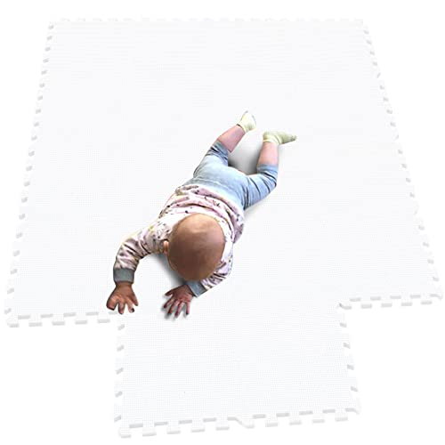 MQIAOHAM Esterilla Puzzle de Fitness-18 losas de EVA Espuma Alfombrilla Protectora Protección para el Suelo para máquinas de Deporte y gimnasios sobre el Piso Fácil de Limpiar Blanco 101