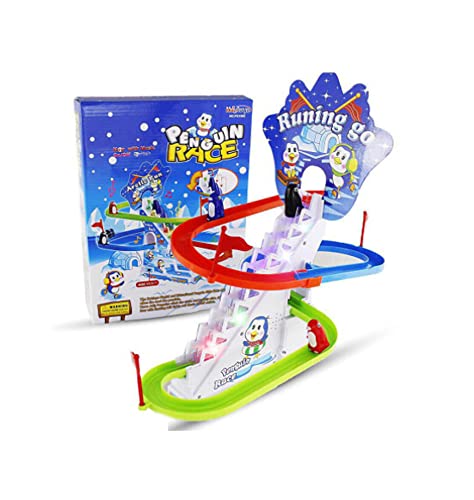 Mr. Gadget Solution® Penguin Roller Coaster Track Toy Game Penguins Slides & Climbs Racing Funciona con pilas Musical Juegos para niños, Carrera de pingüinos