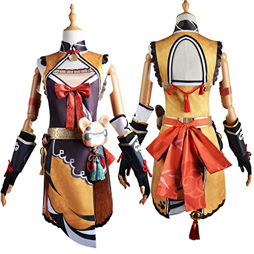 Mr.LQ Genshin Impact Xiangling Role Play Garment Masterchef Clothing Halloween Party Xiangling Role Play Peluca Animation Clothing